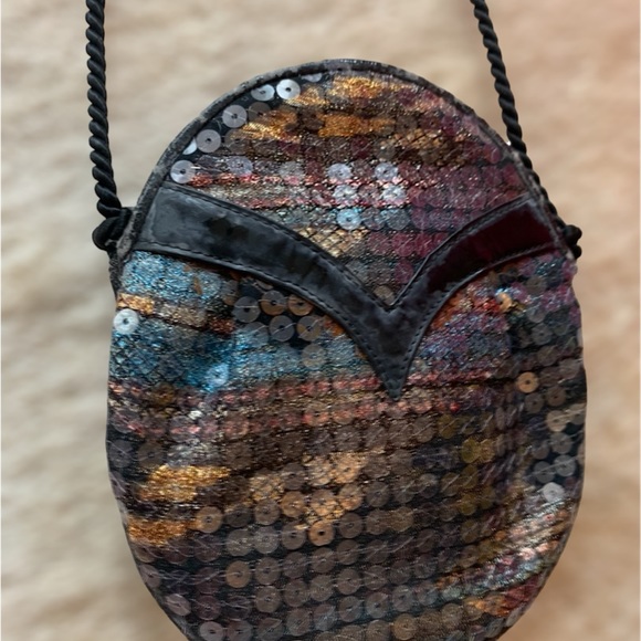 Vintage 80s Sequin Bag - Made In Germany - Picture 6 of 9